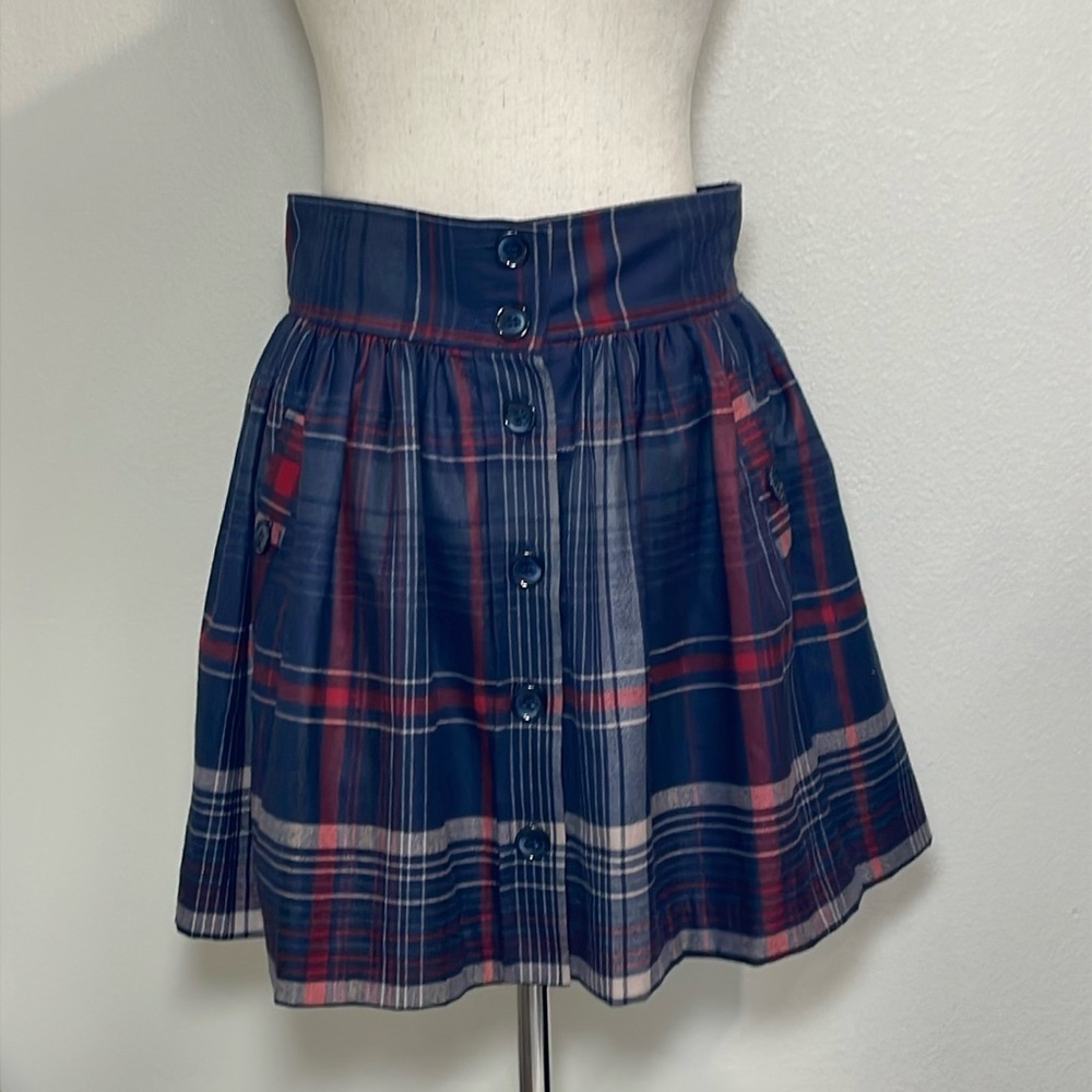 NWT’s French Connection Pleated Flannel Skirt Style 73B8R Venetian Blue Size 10